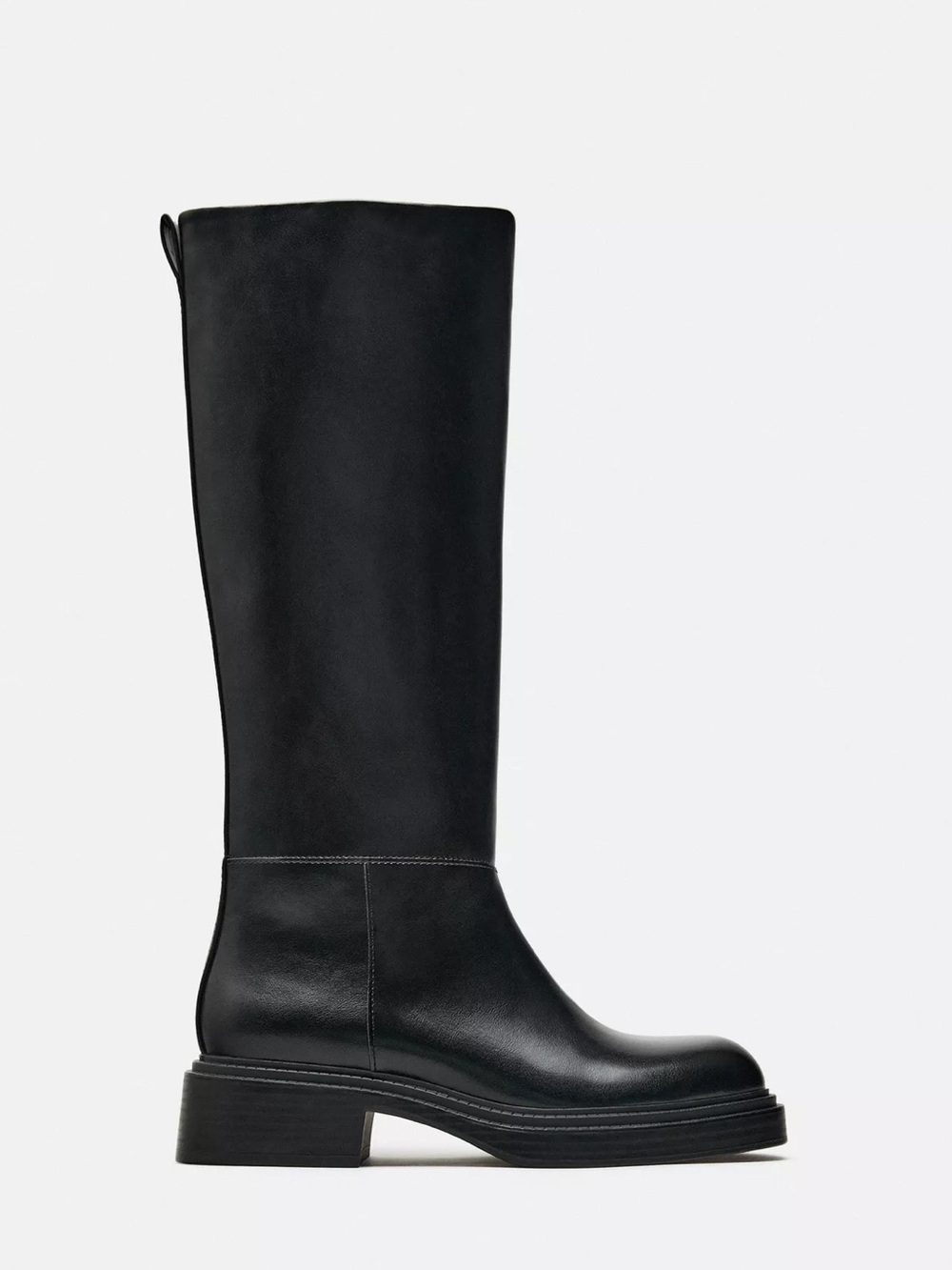 Zara Black Leather Riding  Boots